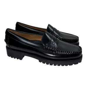 Sebago Women’s Black Leather Dan Waxy Lug Penny Loafers Size 8.5 39