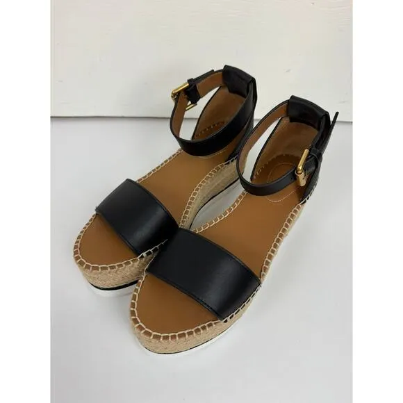 SEE BY CHLOE BLACK GLYN FLATFORM ESPADRILLES