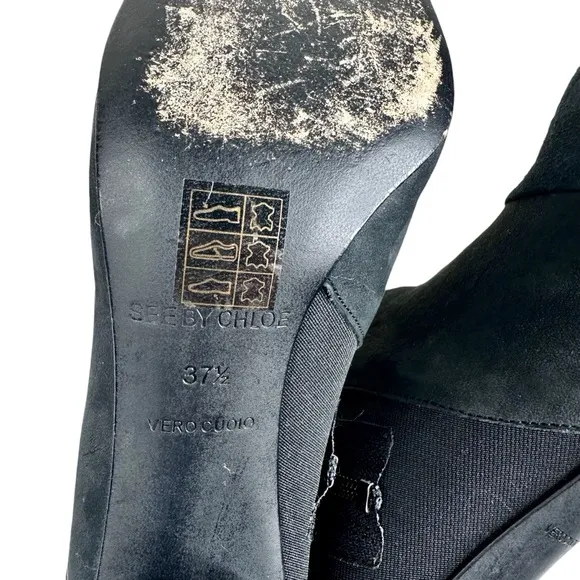 See by Chloe Nubuck Leather Boots 37.5 Black Heeled Modern