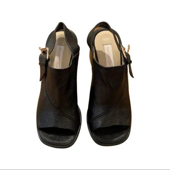 See by Chloe Leather Open Toe Slingback Sandals