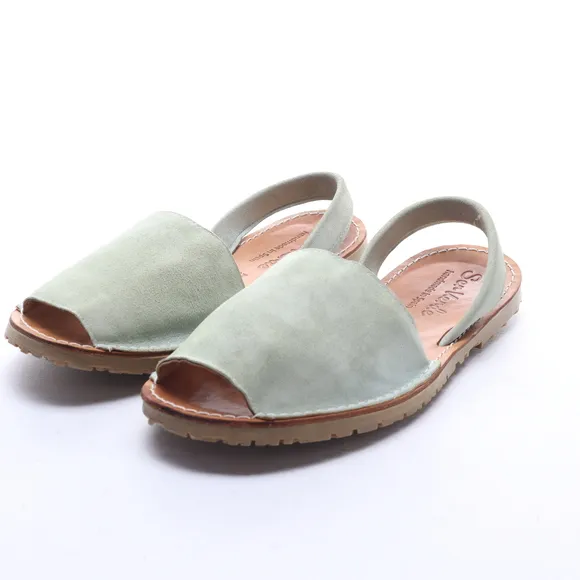 Sen Verde Women Suede Leather Open Toe Sling Back Sandals EU 37 Green