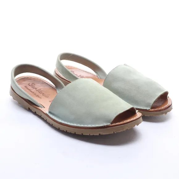 Sen Verde Women Suede Leather Open Toe Sling Back Sandals EU 37 Green
