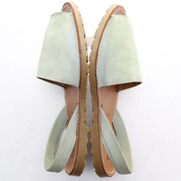 Sen Verde Women Suede Leather Open Toe Sling Back Sandals EU 37 Green