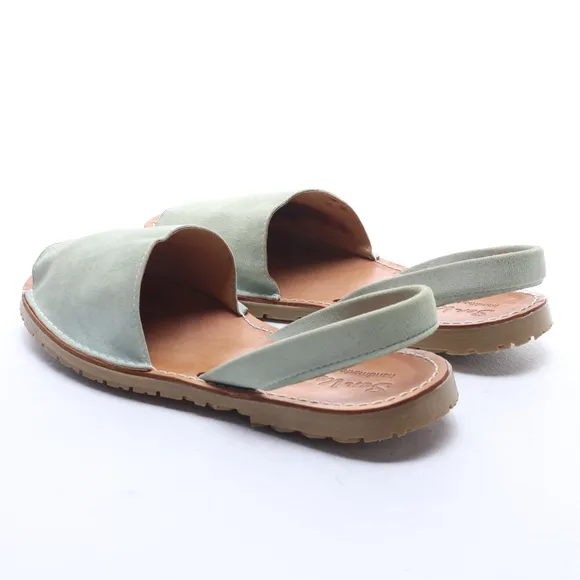 Sen Verde Women Suede Leather Open Toe Sling Back Sandals EU 37 Green
