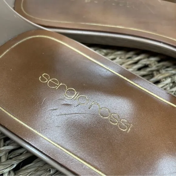 SERGIO ROSSI Thong Sandals Womens Size 40 US 10 Summer Beachy Leather Italy Luxe
