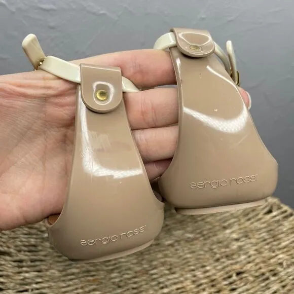 SERGIO ROSSI Thong Sandals Womens Size 40 US 10 Summer Beachy Leather Italy Luxe