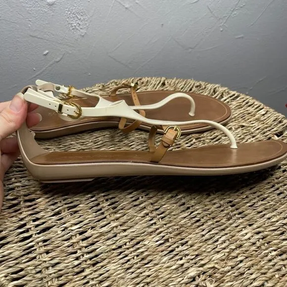 SERGIO ROSSI Thong Sandals Womens Size 40 US 10 Summer Beachy Leather Italy Luxe