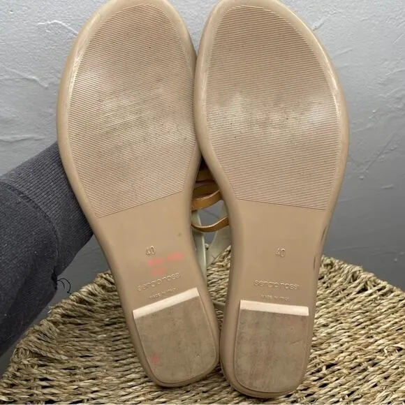 SERGIO ROSSI Thong Sandals Womens Size 40 US 10 Summer Beachy Leather Italy Luxe