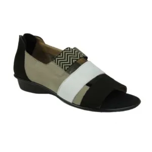 Sesto Meucci Elise Taupe Nabuk Open Toe Sandals Brown Black Leather Size 7