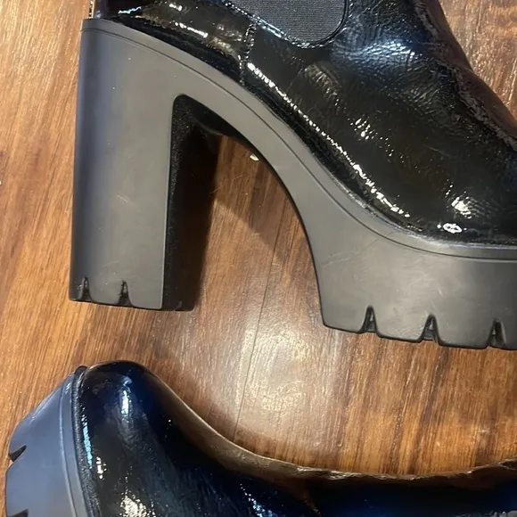 Seychelles Gracie Patent Leather Platform chunky ankle goth Boot 10