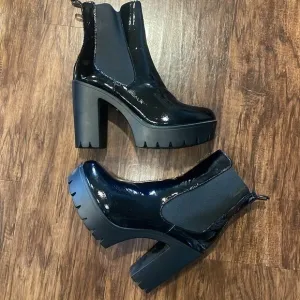 Seychelles Gracie Patent Leather Platform chunky ankle goth Boot 10