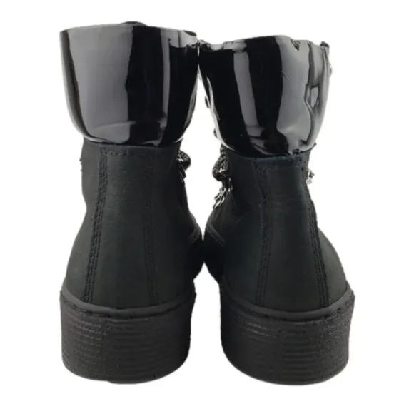 Shoe The Bear Agda Nubuck Lace Up Boot Black Leather Platform Women's Size 38