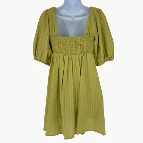Show Me Your Mumu Women's Smitten Babydoll Mini Dress | Medium | Pear Green