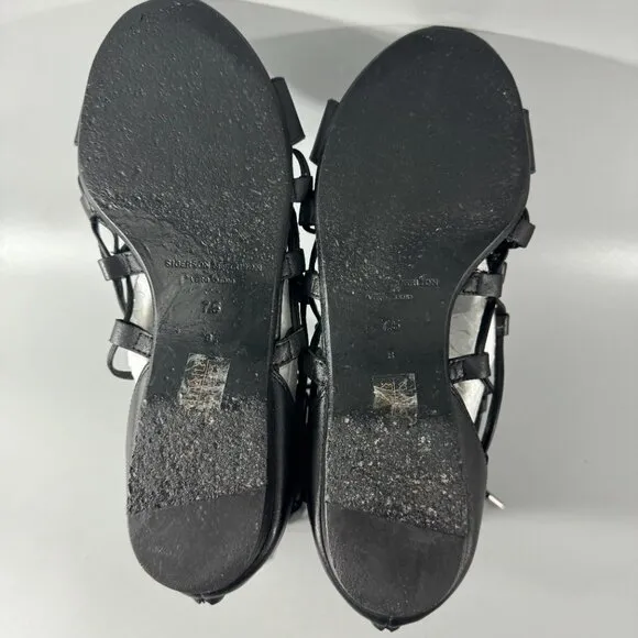 Sigerson Morrison Black Leather Adam Gladiator Sandals, Size 7.5