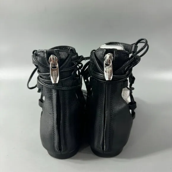Sigerson Morrison Black Leather Adam Gladiator Sandals, Size 7.5
