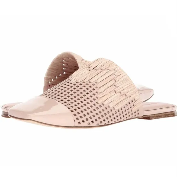 SIGERSON MORRISON Galli nude beige patent leather mules flat heel sandals 7.5