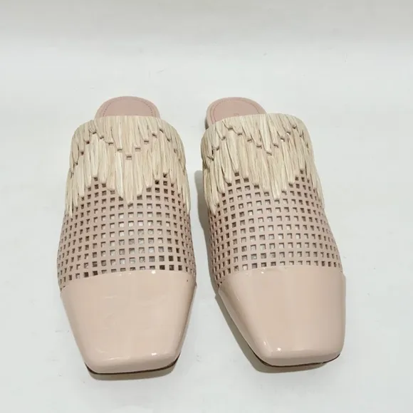 SIGERSON MORRISON Galli nude beige patent leather mules flat heel sandals 7.5