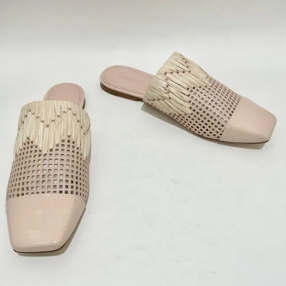 SIGERSON MORRISON Galli nude beige patent leather mules flat heel sandals 7.5