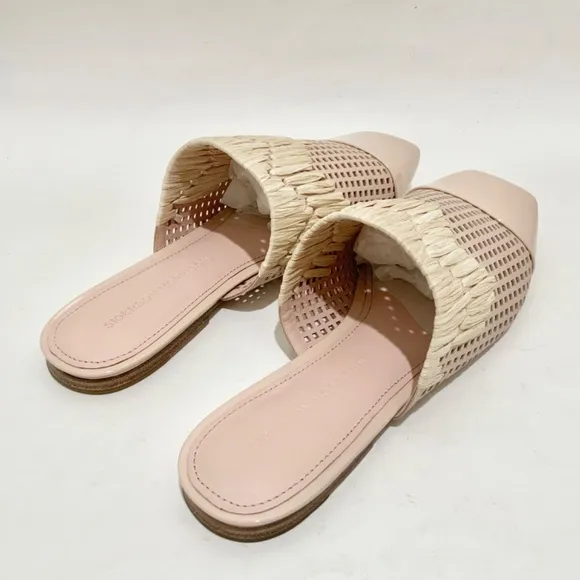 SIGERSON MORRISON Galli nude beige patent leather mules flat heel sandals 7.5