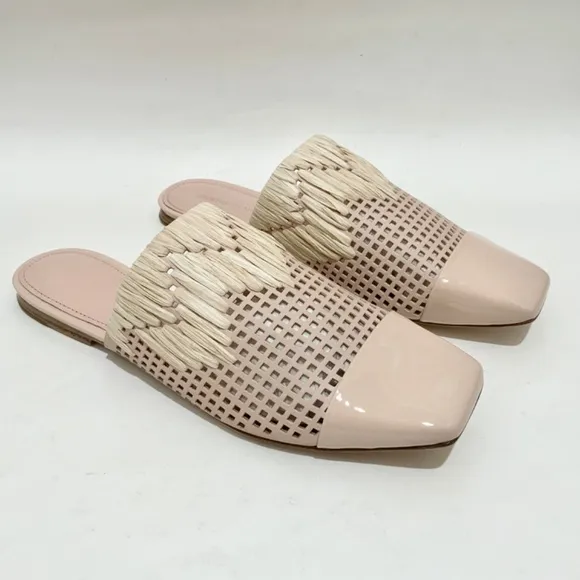 SIGERSON MORRISON Galli nude beige patent leather mules flat heel sandals 7.5