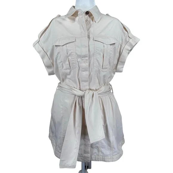 Significant Other Lenny Ivory Mini Shirt Dress Women's 8 Casual Coastal Neutral