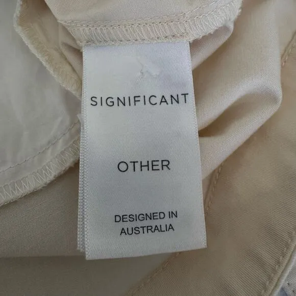 Significant Other Lenny Ivory Mini Shirt Dress Women's 8 Casual Coastal Neutral