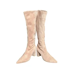 Silent D Komass Boots Leather Suede Zip Up Knee High Chunky Heel Pointy Toes 38