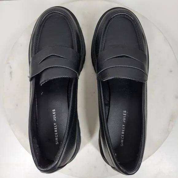 Sincerely Jules Chunky Lug Penny Loafers Womens 15 Black Platform Rocker Slip On