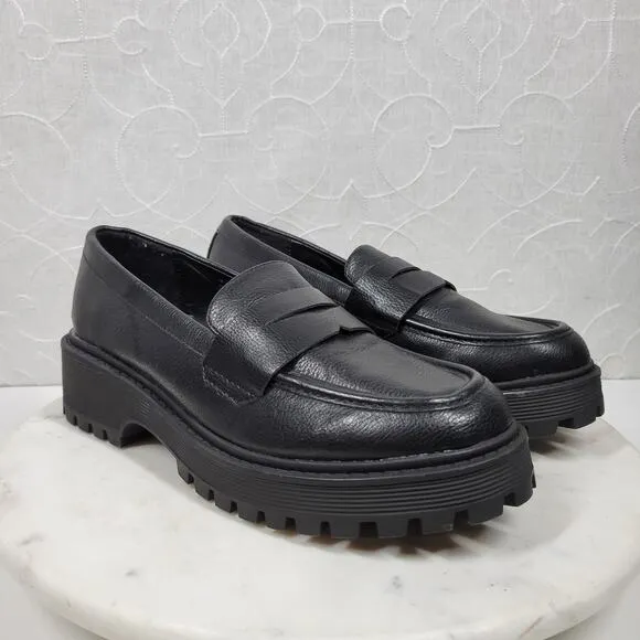 Sincerely Jules Chunky Lug Penny Loafers Womens 15 Black Platform Rocker Slip On