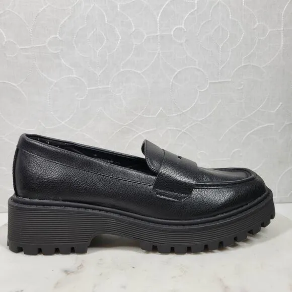 Sincerely Jules Chunky Lug Penny Loafers Womens 15 Black Platform Rocker Slip On