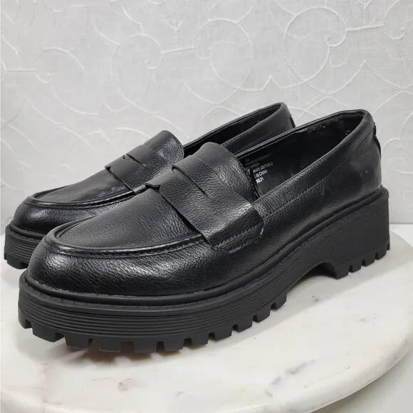 Sincerely Jules Chunky Lug Penny Loafers Womens 15 Black Platform Rocker Slip On
