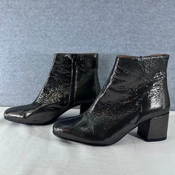 Sixty Seven Women's 39 (US 8.5) Chunky Block Heel Shimmer Ankle Boots Sparkle