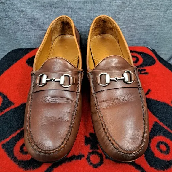 Size 12D Allen Edmonds &quot;SEBASTIAN&quot; Leather BIT Driving Loafers Brown