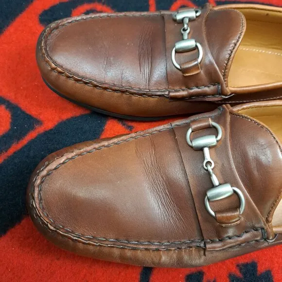 Size 12D Allen Edmonds &quot;SEBASTIAN&quot; Leather BIT Driving Loafers Brown