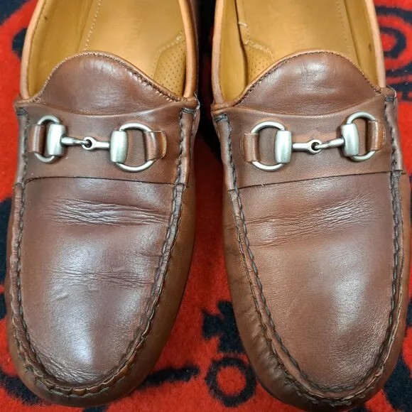 Size 12D Allen Edmonds &quot;SEBASTIAN&quot; Leather BIT Driving Loafers Brown