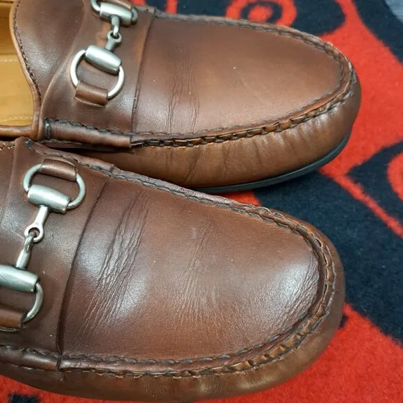 Size 12D Allen Edmonds &quot;SEBASTIAN&quot; Leather BIT Driving Loafers Brown