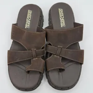 Skechers Womens Jammer Sandals Leather Size 10 Y2k Brown Slip On Chunky Platform