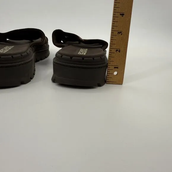 Skechers Womens Jammer Sandals Leather Size 10 Y2k Brown Slip On Chunky Platform