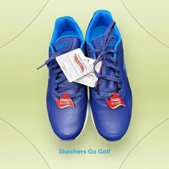 Skechers Women's Wide Fit Go Golf Max 2 Sneakers, Style 123030, Blue/Multi, 10‎