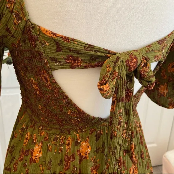 Smocked Mini Dress, Open Back that Ties in back