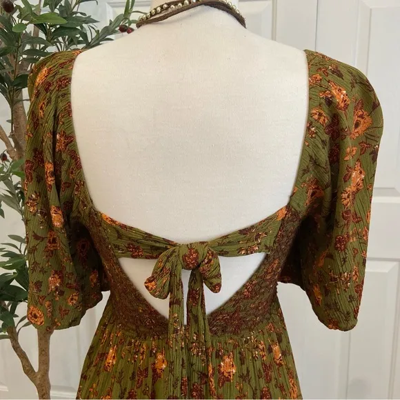 Smocked Mini Dress, Open Back that Ties in back