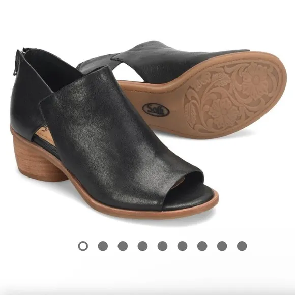 SOFFT | Black Carleigh Peep-Toe Leather Heeled Sandals