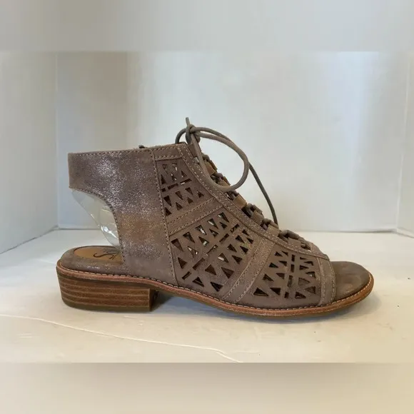 Sofft Tan Glitter Leather Gladiator Open Toe Sandals Size 8 M