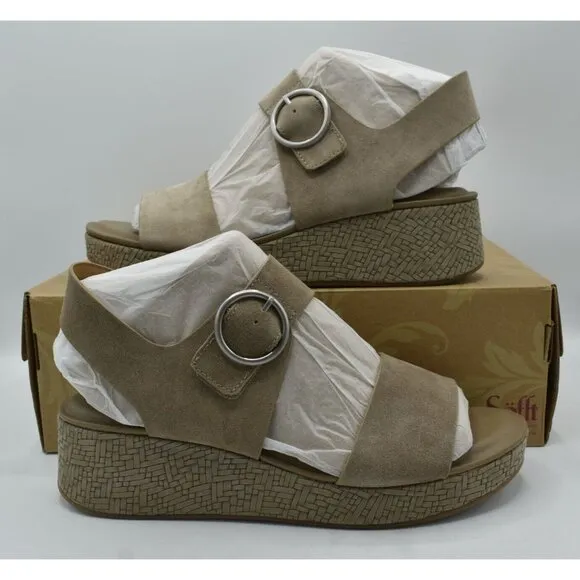 Sofft Womens Size 11 Faedra Grey Suede Leather Ankle Strap Open Toe Sandals