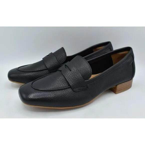 Sofft Womens Size 10 Elinor Moc Toe Black Leather Slip On Penny Loafers Shoes