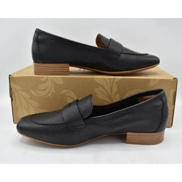 Sofft Womens Size 10 Elinor Moc Toe Black Leather Slip On Penny Loafers Shoes