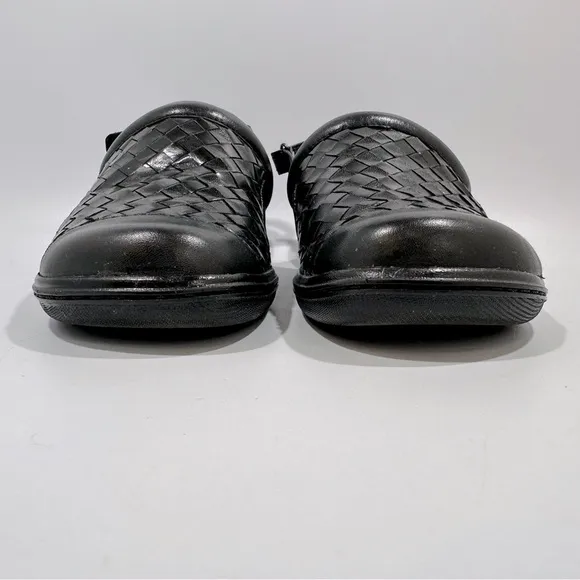 SoftWalk Salina Black Woven Leather Adjustable Heel Strap Clog Sandals 7 Narrow