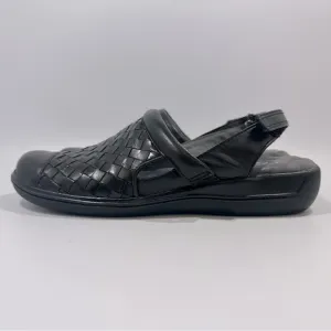SoftWalk Salina Black Woven Leather Adjustable Heel Strap Clog Sandals 7 Narrow
