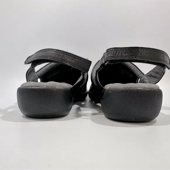 SoftWalk Salina Black Woven Leather Adjustable Heel Strap Clog Sandals 7 Narrow