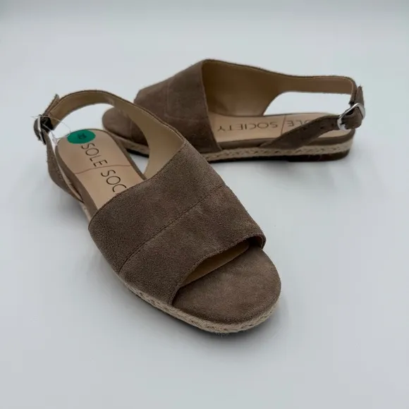 Sole Society Dolven Dune Suede Leather Back Strap Summer Sandals Brown 8 NWOT